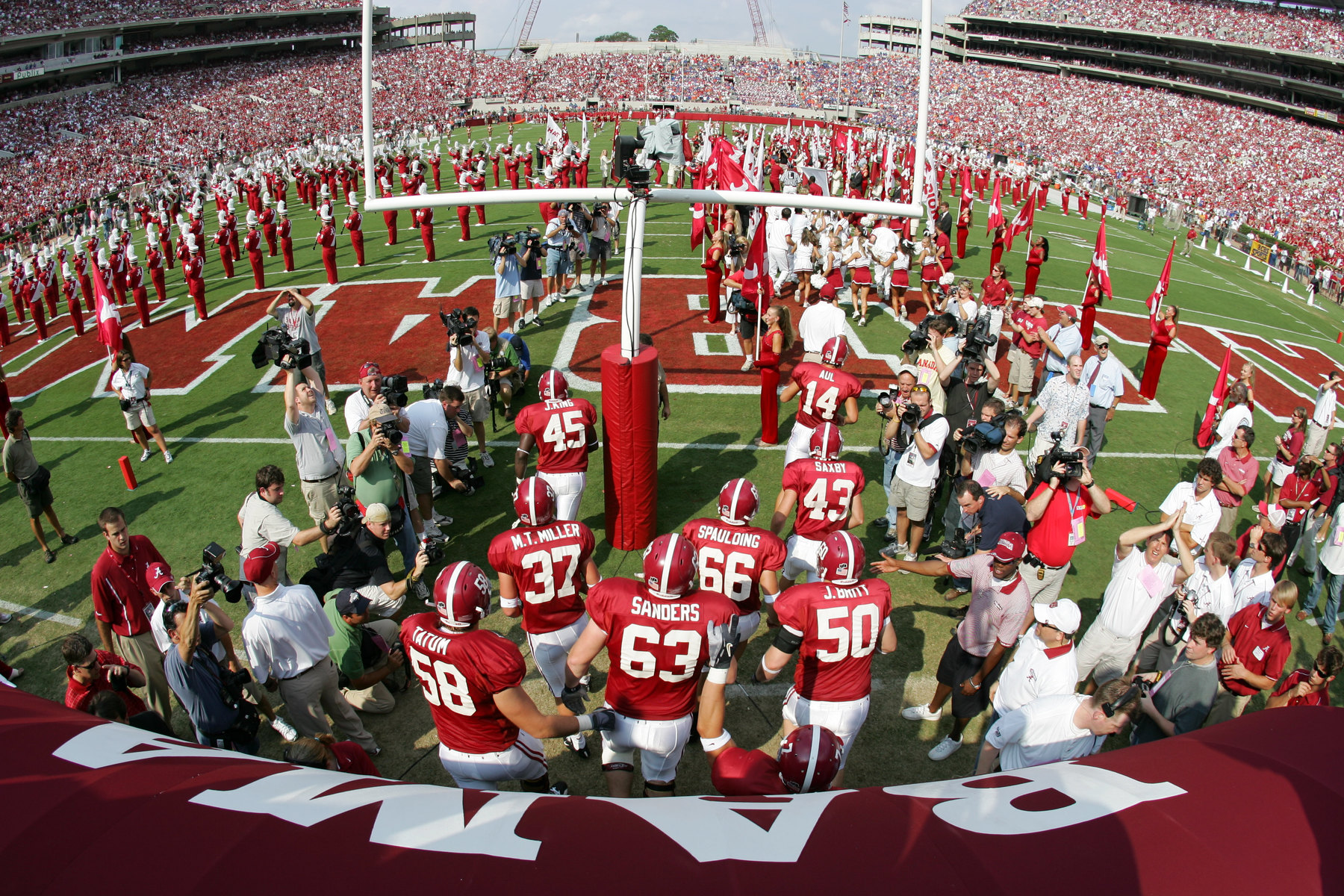 Alabama takes the field before the start of the game against Florida.