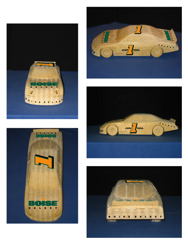 This is a model car I carved from Boise Select particleboard product to be featured in several magazine adds.