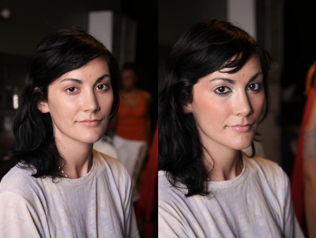 Model, before & after makeup